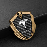 Tesla Shield Carbon Fiber Car Side Window Sticker Emblem Badge Decal