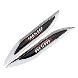 2pcs Nissan Nismo Logo Metal Car Sider Fender Sticker Emblem Badge