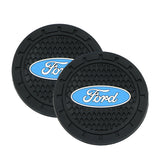 2pcs/set Ford Mustang Shelby RS ST Logo PVC Waterproof Car Water Coaster