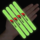 4pcs Audi Sline Luminous Car Door Bumper Strip Anti-collision Protection Sticker