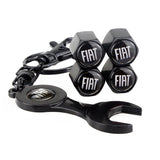 4pcs/set Fiat 500 Logo Car Air Valve Stem Cap Auto Tyre Valve Covers with Wrench