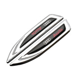 2pcs Audi Sline Quattro Logo Metal Car Fender Side Sticker Decal Emblem Badge