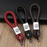 MG Logo PU Leather Braided Rope Car Keychain