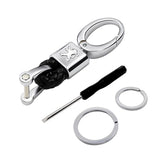 Peugeot Logo PU Leather Braided Rope Car Keychain