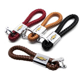 Chevrolet Logo PU Leather Braided Rope Car Keychain