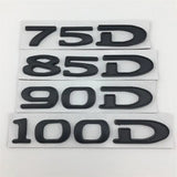 Tesla 75D 85D 90D 100D Letter Metal Car Rear Sticker Decal Emblem Badge