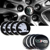 4pcs/set 56mm Skoda VRS Car Wheel Center Hub Sticker Decal