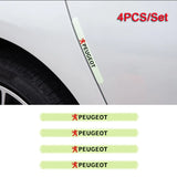 4pcs Peugeot Luminous Car Door Bumper Strip Anti-collision Protection Sticker