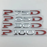 Tesla P75D P85D P90D P100D Letter Metal Car Rear Sticker Decal Emblem Badge