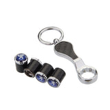 4pcs/set Peugeot Logo Carbon Fiber Car Air Valve Stem Caps Auto Tyre Valve Covers with Wrench