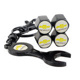 4pcs/set Chevrolet Corvette Logo Car Air Valve Stem Cap Auto Tyre Valve Covers with Wrench