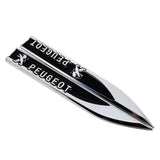 2pcs/set Peugeot Metal Car Fender Side Sticker Emblem Badge Decal