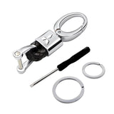 Mitsubishi Logo PU Leather Braided Rope Car Keychain