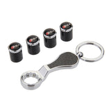4pcs/set Audi Sline RS4 Logo Carbon Fiber Car Air Valve Stem Caps Auto Tyre Valve Covers with Wrench