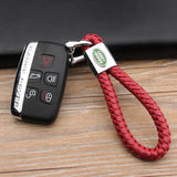 Land Rover Logo PU Leather Braided Rope Car Keychain