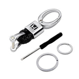 Honda Logo PU Leather Braided Rope Car Keychain