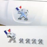 5pcs/set Lion Flag Peugeot Metal Car Rear Sticker Auto Emblem Badge