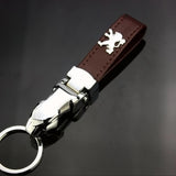 Peugeot Leopard PU Leather Car Keychain Key Ring Pendant