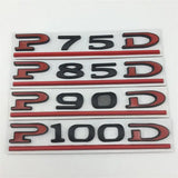Tesla P75D P85D P90D P100D Letter Metal Car Rear Sticker Decal Emblem Badge