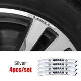 4pcs/set 9cm Nissan Aluminum Alloy Car Wheel Rim Tyre Sticker