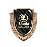 Skoda Metal Carbon Fiber Shield Car Rear Sticker Auto Window Emblem Badge Decal