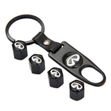 4pcs/set Infiniti Car Air Valve Stem Cap Auto Tyre Valve Covers with Keychain