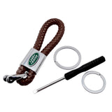 Land Rover Logo PU Leather Braided Rope Car Keychain