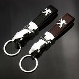 Peugeot Leopard PU Leather Car Keychain Key Ring Pendant