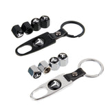 4pcs/set Tesla Car Air Valve Stem Cap Auto Tyre Valve Covers with Keychain