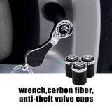 4pcs/set Citroen Logo Carbon Fiber Car Air Valve Stem Caps Auto Tyre Valve Covers with Wrench