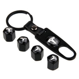 4pcs/set Tesla Car Air Valve Stem Cap Auto Tyre Valve Covers with Keychain