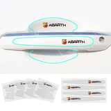8pcs Abarth Car Door Handle Bowl Wrist Transparent Protector Anti-collision Decal