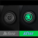 Skoda Luminous Car Engine One-click Start Stop Button Cover Sticker