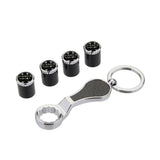 4pcs/set Land Rover Range Rover Logo Carbon Fiber Car Air Valve Stem Caps Auto Tyre Valve Covers with Wrench
