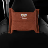 Cadillac Suede Car Tissue Box Holder Seat Back Hanging Napkin Storage Bag