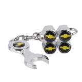 4pcs/set Chevrolet Corvette Logo Car Air Valve Stem Cap Auto Tyre Valve Covers with Wrench