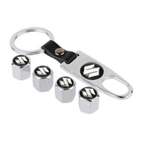 4pcs/set Suzuki Car Air Valve Stem Cap Auto Tyre Valve Covers with Keychain