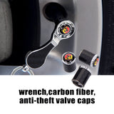 4pcs/set Fiat Logo Carbon Fiber Car Air Valve Stem Caps Auto Tyre Valve Covers with Wrench