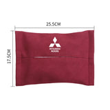 Mitsubishi Suede Car Tissue Box Holder Seat Back Hanging Napkin Storage Bag