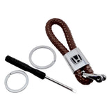 Honda Logo PU Leather Braided Rope Car Keychain