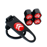 4pcs/set Citroen DS Car Air Valve Stem Cap Auto Tyre Valve Covers with Keychain