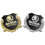 Skoda Metal Carbon Fiber Car Rear Sticker Shield Trunk Emblem Badge Decal