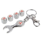 4pcs/set Mitsubishi Ralliart Logo Car Air Valve Stem Cap Auto Tyre Valve Covers with Wrench