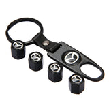 4pcs/set Mazda MS Mazdaspeed Car Air Valve Stem Cap Auto Tyre Valve Covers with Keychain