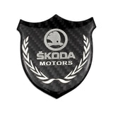 Skoda Metal Carbon Fiber Car Rear Sticker Shield Trunk Emblem Badge Decal