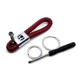 Honda Logo PU Leather Braided Rope Car Keychain