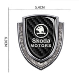 Skoda Metal Carbon Fiber Shield Car Rear Sticker Auto Window Emblem Badge Decal