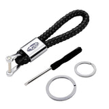 Subaru Logo PU Leather Braided Rope Car Keychain
