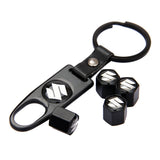 4pcs/set Suzuki Car Air Valve Stem Cap Auto Tyre Valve Covers with Keychain