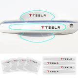 8pcs Tesla Car Door Handle Bowl Wrist Transparent Protector Anti-collision Decal